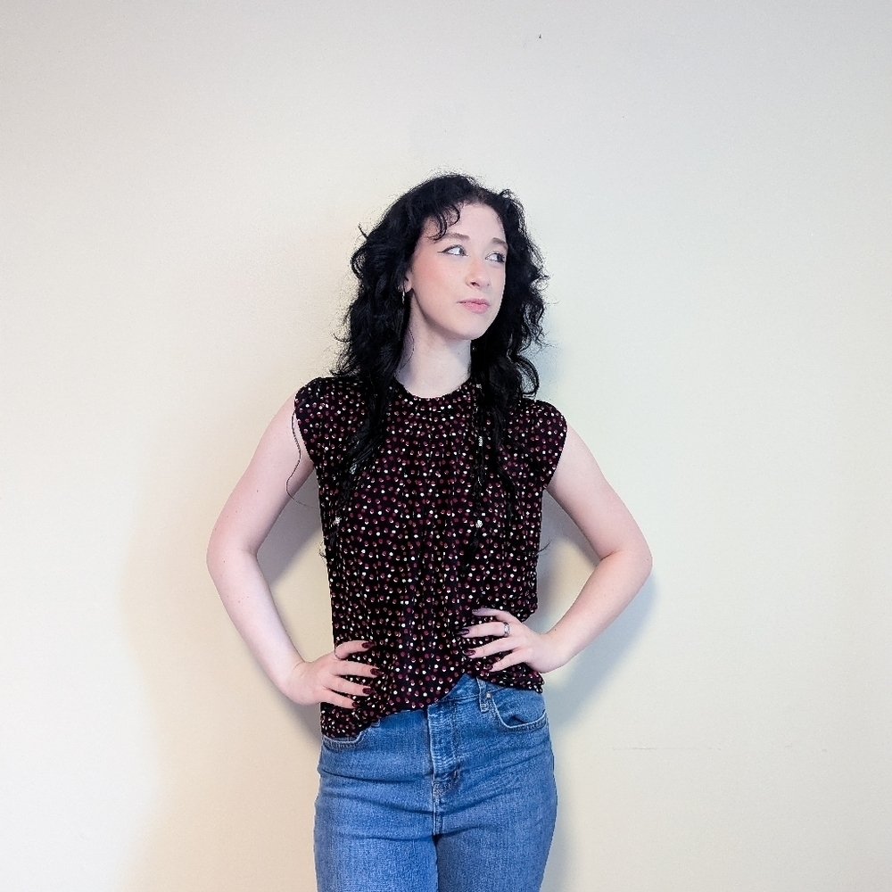 Elle Red and Black Polka Dot Blouse